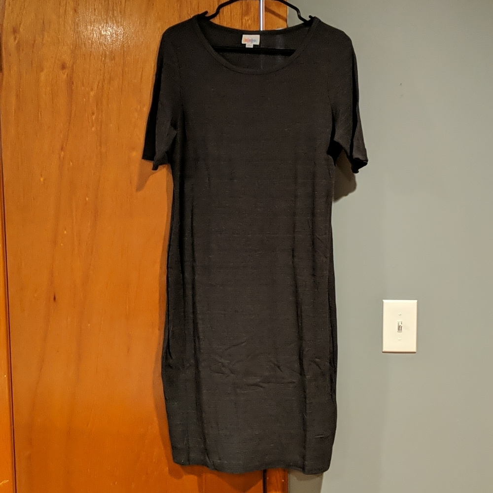 LuLaRoe Julia Dress (Large, Charcoal Gray)
